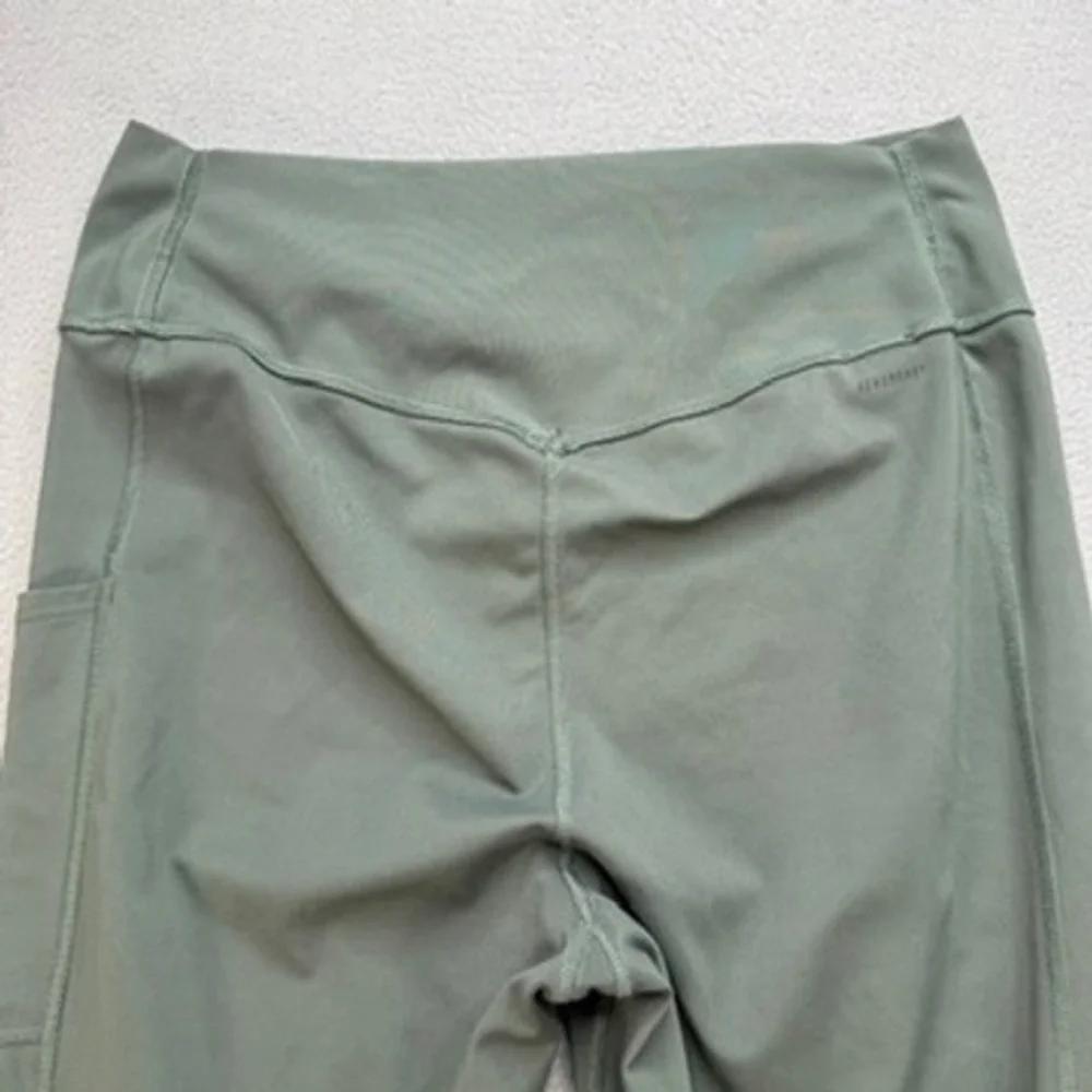 Adidas Leggings Tight Fit Yoga Gym Pants Large Olive Green Pocket High Rise